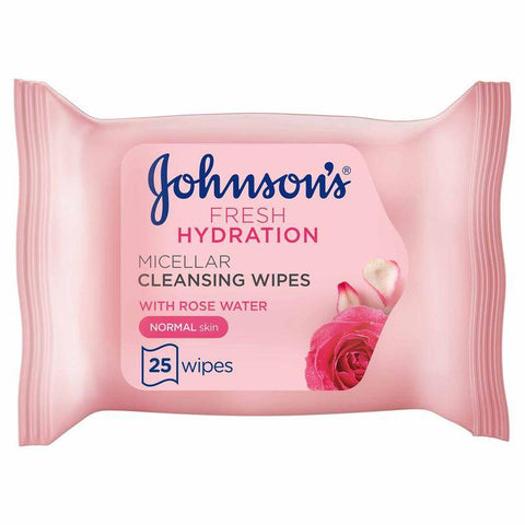 Johnson's - Cleansing Face Wipes, Fresh Hydration Micellar, Normal Skin, Pack of 25 wipes