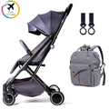 Teknum - Grey Travel Lite Stroller + Alameda Diaper Backpack - Large - Grey with Hooks