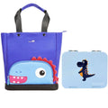 Nohoo - Dinosaur Tote Bag and Bento Lunch Box-Grey Blue