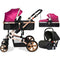 Teknum - 3 in 1 Pram stroller - Wine + Infant Car Seat