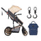 Teknum - 3 in 1 stroller - Khaki + SUNVENO Diaper Bag + Hooks-Teknum