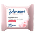 Johnson's - Cleansing Face Micellar Wipes, Refreshing, Normal Skin, Pack of 25 wipes