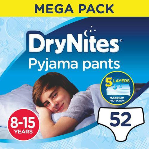 Huggies - Drynites Pyjama Pants, Age 8-15 Y, Boy, 27-57 Kg, 52 Bed Wetting Pants