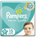 Pampers Baby-Dry Diapers, Size 4+, Maxi+, 10-15kg, Carry Pack, 15 ct