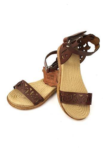 Vicco - Swirl Pattern Leather Sandals - Brown_EU 34