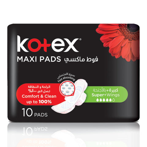 Kotex -  Maxi Pads Super with Wings 10 Sanitary Pads