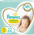 Pampers Premium Care Diapers, Size 1, Newborn, 2-5 kg, Carry Pack, 22 ct