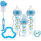 Dr. Browns - Wide-Neck Options+ BLUE Gift Set (2x270 ml & 1x150 ml bottles, 1 Blue Bottle Brush, 1 Blue Flexees Teether, 1 Pacifier, 2 Cleaning Brushes)