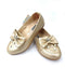 Vicco - Beaded Bow Leather Shoes Gold-Vicco