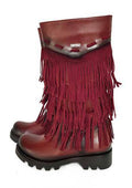Vicco - Leather Finge Boots-Red_EU 36