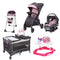 Baby Trend - Tango Stroller systems cassis & Sit-Right 3-in-1 High Chair & WK38D34A ORBY  ACTIVITY WALKER PINK & PY81B141 LIL SNOOZE DELUXE NURSERY CENTE