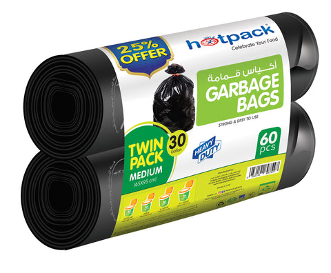 Hotpack - Twin Pack Garbage Roll 30Gallon 65X95 Centimeter 25% Offer-60Bags