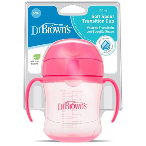 Dr. Browns - 6 oz/180 ml Soft-Spout Transition Cup w/ Handles - Pink (6m+)