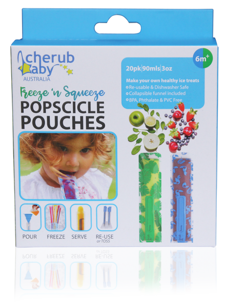 Cherub Baby - Freeze N Squeeze Reusable Ice Treat Pouches 20Pk Green Blue