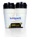 Hotpack White Embossed Paper Cups +Lid 12 Oz 10 Pcs