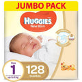 Huggies - New Born Diapers, Size 1,Value Pack, Upto 5 Kg,  128 Diapers