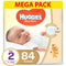 Huggies - New Born Diapers, Size 2, Carry Pack, 4-6 Kg,  84 Diapers