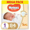 Huggies - New Born Diapers, Size 1, Carry Pack, Upto 5 Kg,  84 Diapers