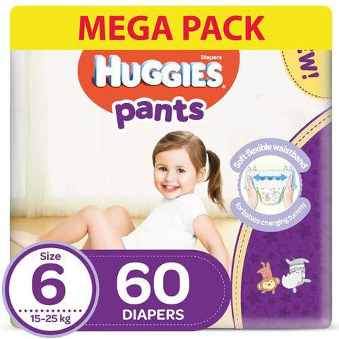 Huggies - Active Baby Pants - Size 6,  15-25 Kg, 60 Diapers Pants