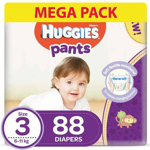 Huggies - Active Baby Pants - Size 3,  6-11 Kg, 88 Diapers Pants