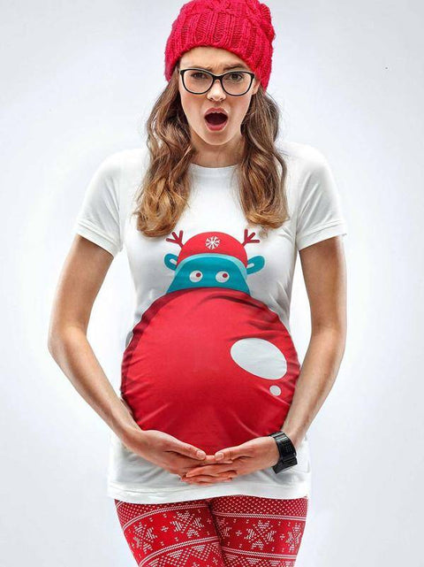 Mamagama - Rudolph's Nose Maternity Christmas T-shirt - Extra Large