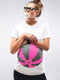 Mamagama - Neon Pink Beachball Maternity T-shirt - Extra Large