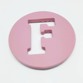 One.Chew.Three - Alphabet Chews Silicone Letter Teething Disc - F - Pink