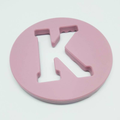 One.Chew.Three - Alphabet Chews Silicone Letter Teething Disc - K - Pink