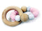 One.Chew.Three - Single Rattle & Beech Wood Teether - Pink Marble
