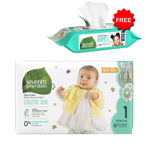 Seventh Generation Baby Diapers - Stage 1 ( 8-14 lbs) 4/40 ct