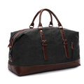 Sambox -Weekender Leather Duffle Bag - Black
