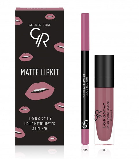 Golden Rose Long Stay Liquid Matte & Lipliner Lipkit Set Blush Pink Color
