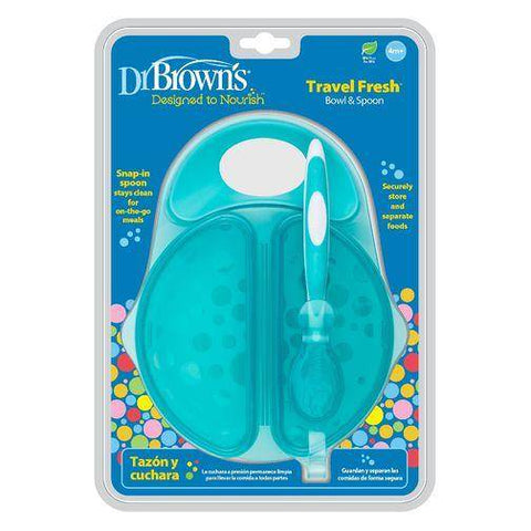 Dr. Browns - Travel Fresh™ Bowl & Snap-in Spoon, Teal, 1-Pack